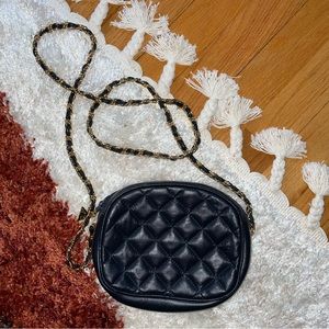 Vintage A Giannetti black quilted leather bag